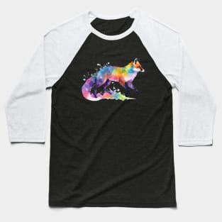 Watercolor Rainbow Galaxy Fox V1 Baseball T-Shirt